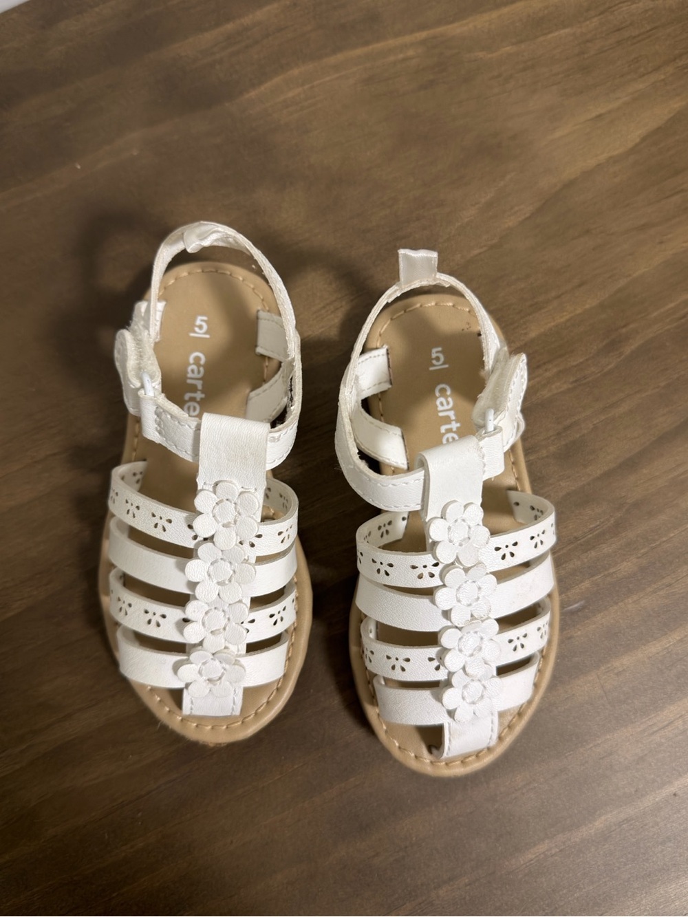 Carters Toddler Girl Floral Sandals - White Size 5 - Picture 4 of 6